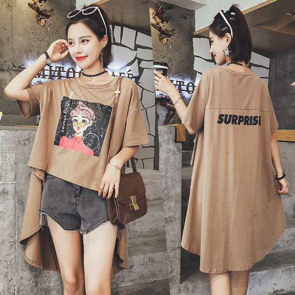 Σύγχρονη κυρίες Ζακέτα με ασύμμετρη μήκος και 3/4 μανίκια σε καφέ