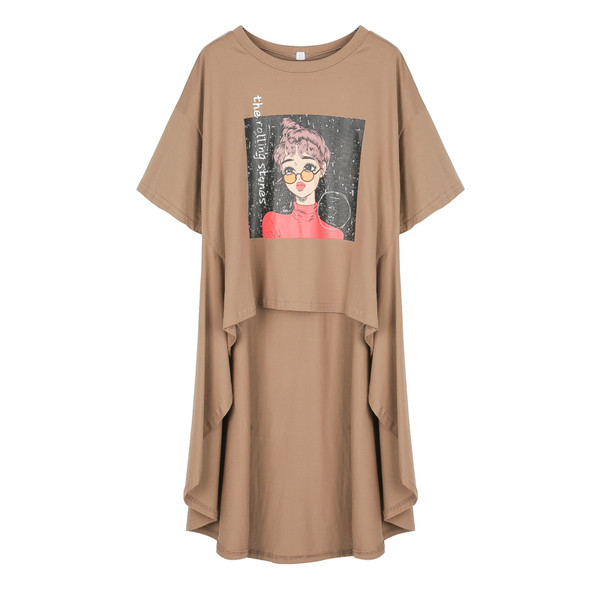 Σύγχρονη κυρίες Ζακέτα με ασύμμετρη μήκος και 3/4 μανίκια σε καφέ