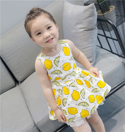 Φροντίδα Παιδιών Φρέσκα φόρεμα για κορίτσια με την πλάτη κορδέλα διακοσμημένη με φρούτα