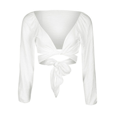 Πολύ ενδιαφέρουσα περικοπή κυρίες μακρυμάνικη μπλούζα - 2 χρώματα