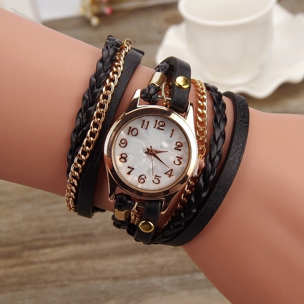 Много интересен и стилен дамски часовник тип гривна - 8 цвята