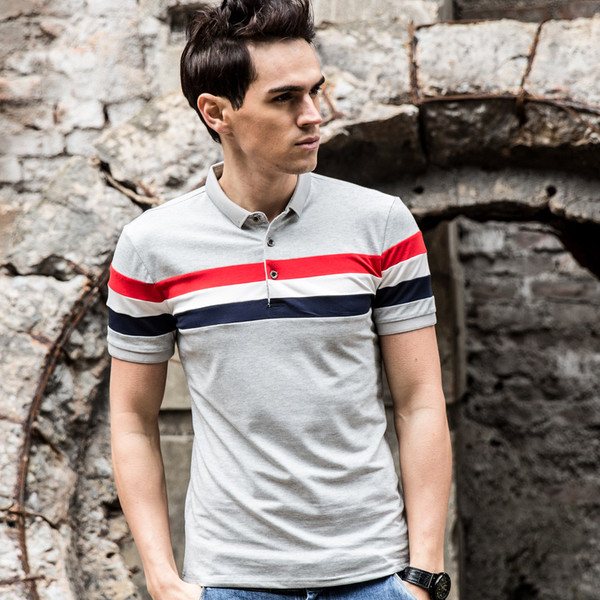 Πολλοί κομψό ανδρικό T-shirt με ζιβάγκο στην υπερχείλιση χρώμα - 3 μοντέλα