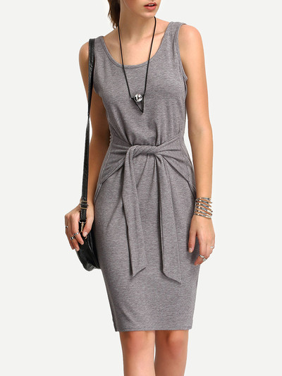 Άνετα και μοντέρνα κυρίες φόρεμα με μήκος γόνατο σε 3 χρώματα