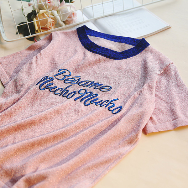 Γλυκιά κυρία T-shirt και λουλούδι γιακά - 3 χρώματα