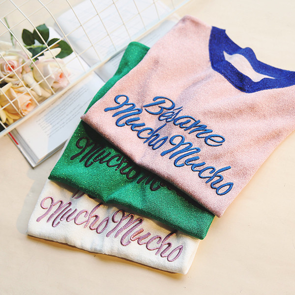 Γλυκιά κυρία T-shirt και λουλούδι γιακά - 3 χρώματα