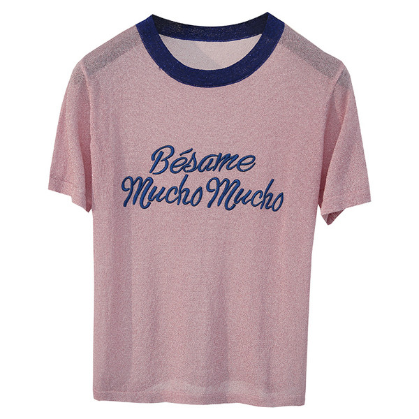 Γλυκιά κυρία T-shirt και λουλούδι γιακά - 3 χρώματα