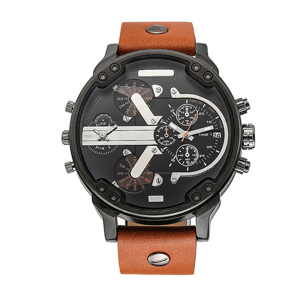Ρολόι για άνδρες με δερμάτινο λουράκι και μεγάλη πλάκα