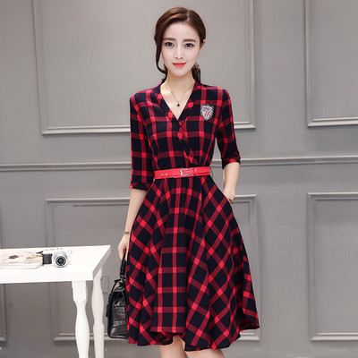 Κυρίες καρό καθημερινό φόρεμα πολύ κομψό