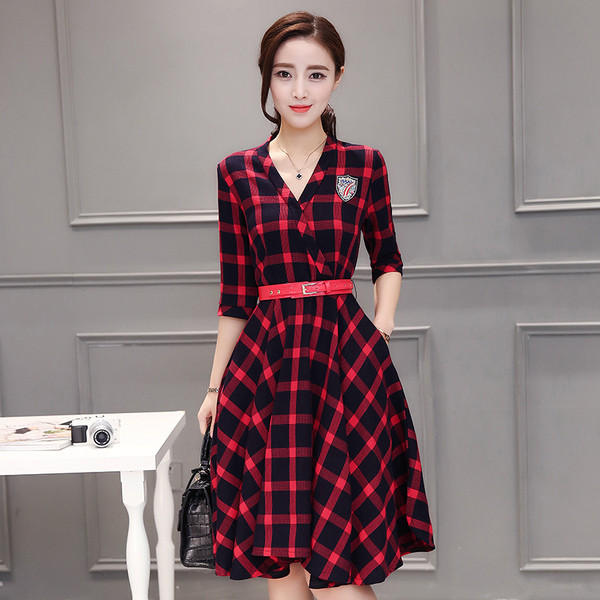 Κυρίες καρό καθημερινό φόρεμα πολύ κομψό