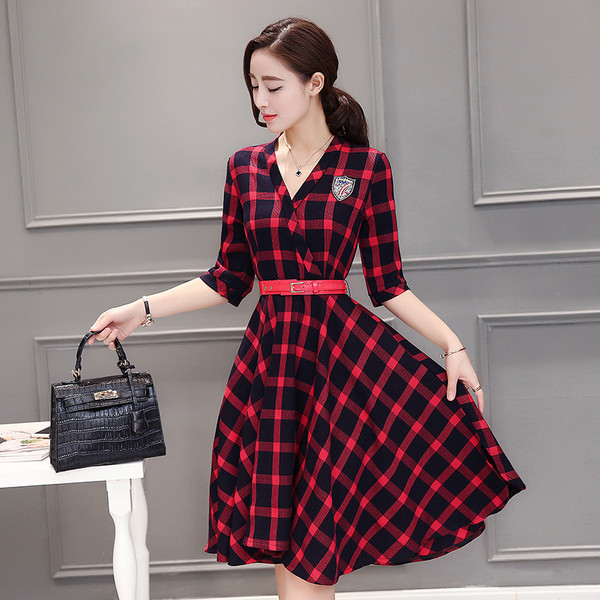 Κυρίες καρό καθημερινό φόρεμα πολύ κομψό