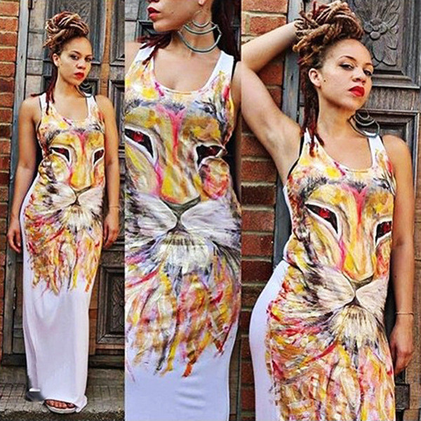 μακρύ φόρεμα Καθημερινά γυναικών με 3D απεικόνιση λιονταριού