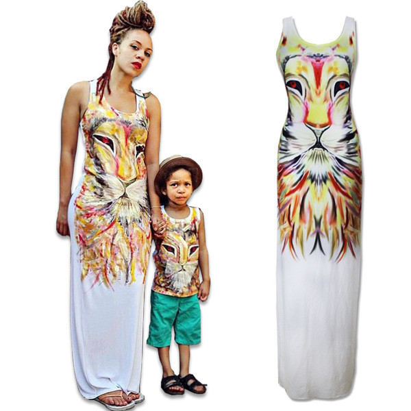 μακρύ φόρεμα Καθημερινά γυναικών με 3D απεικόνιση λιονταριού