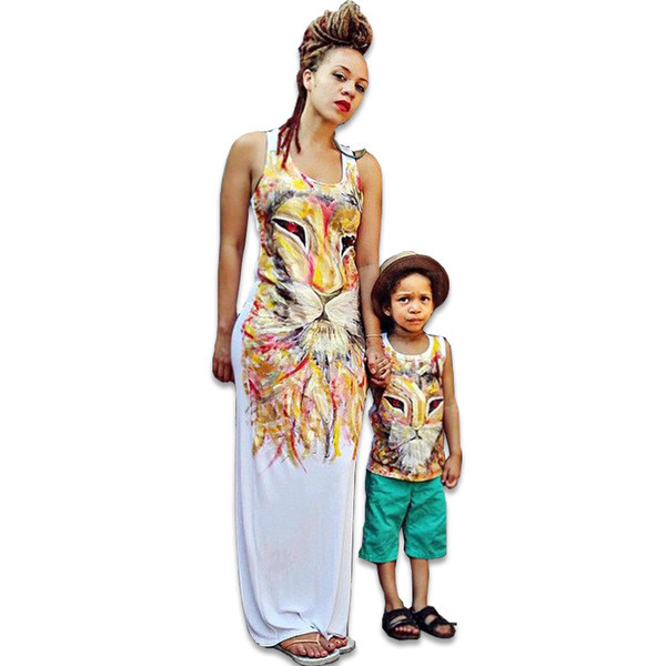 μακρύ φόρεμα Καθημερινά γυναικών με 3D απεικόνιση λιονταριού