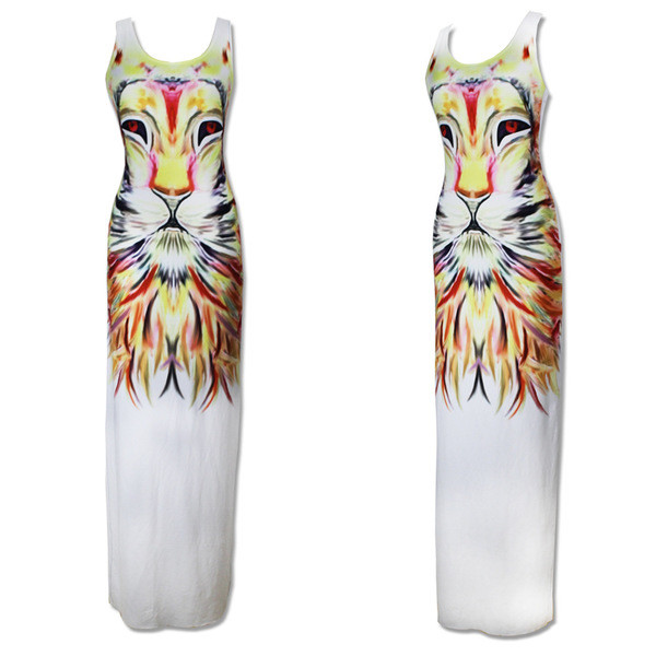 μακρύ φόρεμα Καθημερινά γυναικών με 3D απεικόνιση λιονταριού