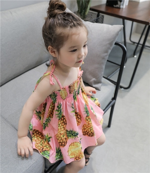 Καλοκαίρι φόρεμα για κορίτσια σε ροζ διακοσμημένη με λουλούδια