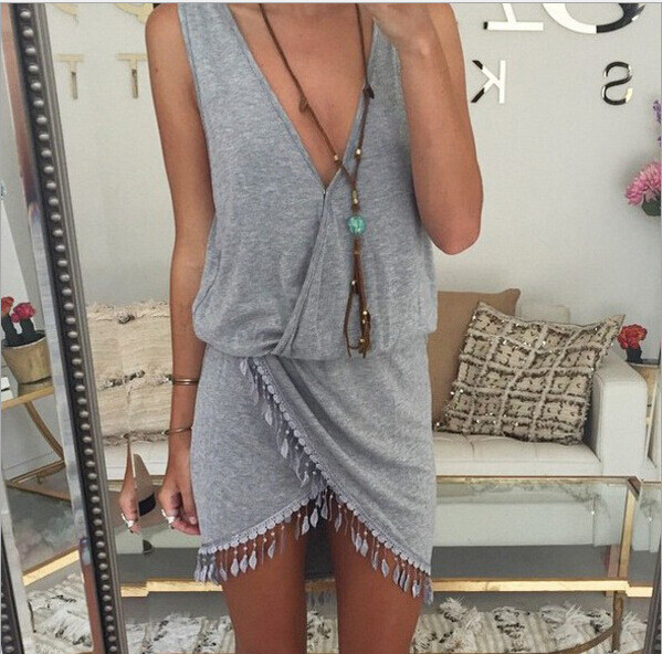 Σέξι κυρίες sundress με κρεμαστά φούντες