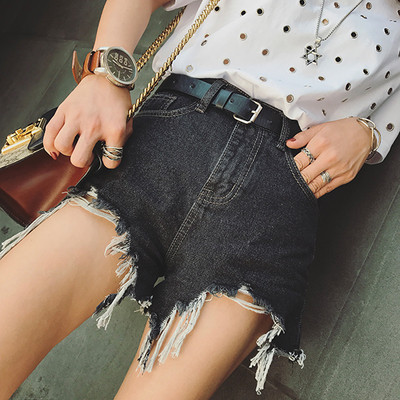 Καλοκαίρι κυρίες σύντομο παντελόνι σκισμένο, με υψηλής μεσάτο μπλε