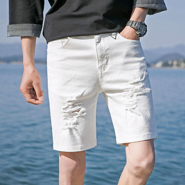 Σορτς αντρικά σε λευκό και μαύρο χρώμα σχισμένο