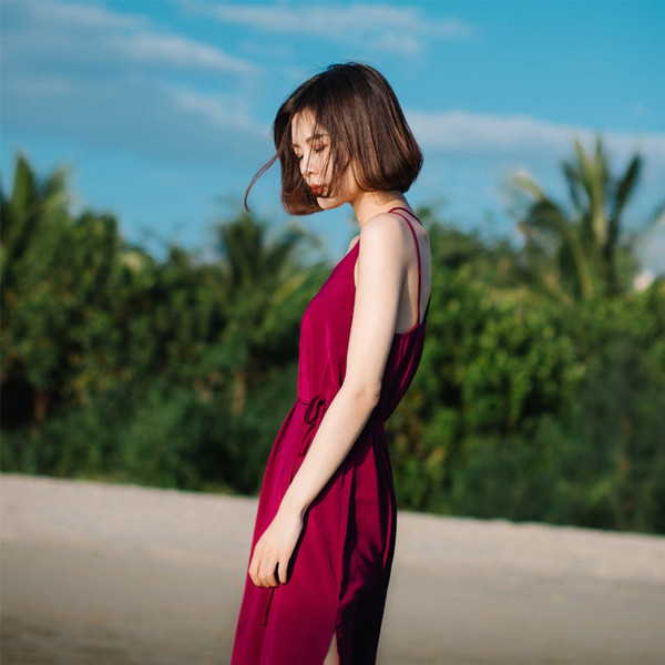 Φρέσκα καλοκαίρι γυναίκες φόρεμα κόκκινο σιφόν