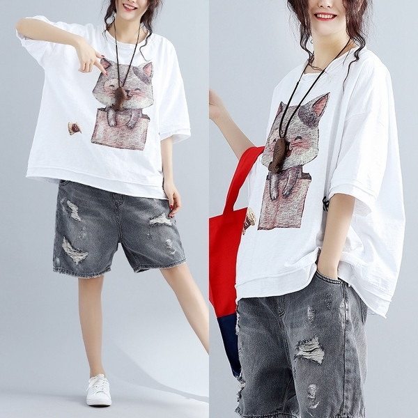 Οι γυναίκες κομψό Ζακέτα με 3/4 μανίκια και εικόνα σε λευκό