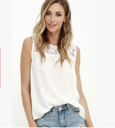 Φρέσκα κυρίες σατέν γιλέκο με πολλά ενδιαφέροντα δαντέλα στην κορυφή