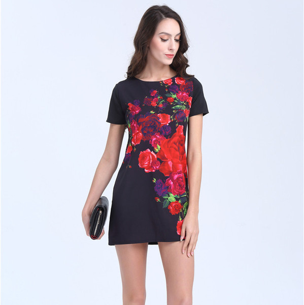 φόρεμα σύντομο κυρίες με πολλά όμορφα σχέδια λουλουδιών