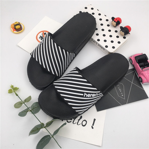 Καουτσούκ παντόφλες - unisex, ριγέ σε διάφορα χρώματα