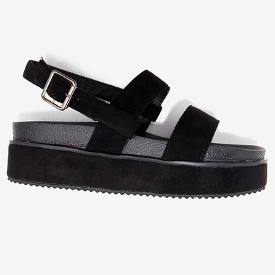 Suede κυρίες σανδάλια σε πράσινο και μαύρο