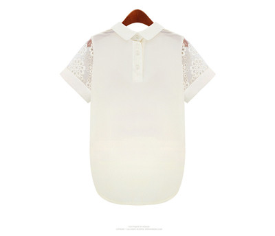 Πολύ ενδιαφέρον κυρίες μπλούζα με γιακά και ενδιαφέροντα κεντημένα λουλούδια