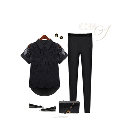 Πολύ ενδιαφέρον κυρίες μπλούζα με γιακά και ενδιαφέροντα κεντημένα λουλούδια