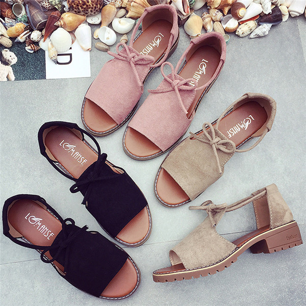 Πολύ ενδιαφέρον κυρίες σουέτ σανδάλια με γραβάτες - 3 χρώματα