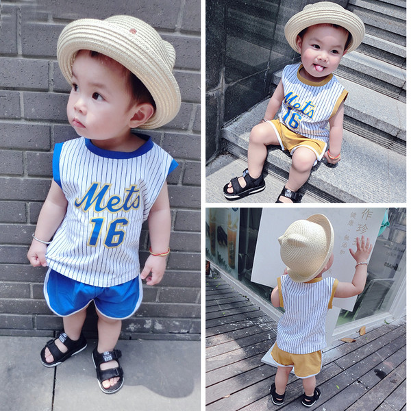 Παιδικό σετ  αθλητικό για αγόρια  σε μπλε και κίτρινο χρώμα