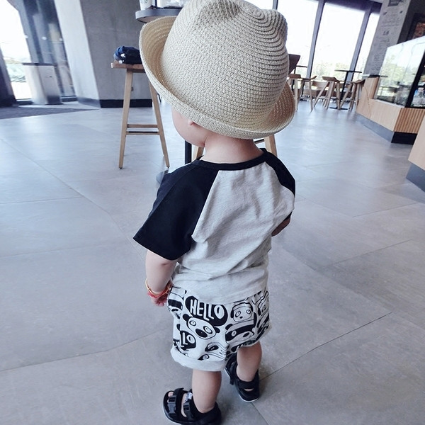 Παιδικό σετ Panda για αγόρια - κοντό παντελόνι και μπλουζάκι