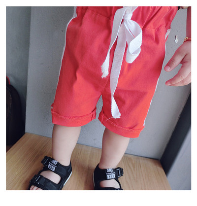 Детски панталони за момчета в зелен, жълт, червен и бял цвят