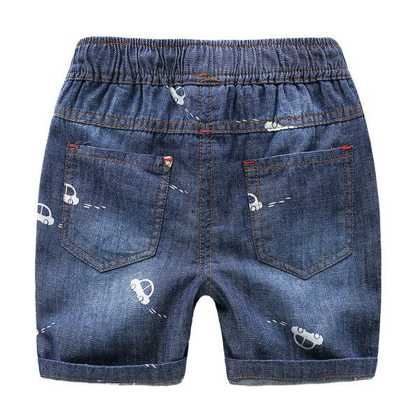 Стилни детска шорти за момчета с рисунки и връзки в тъмен цвят