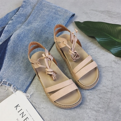 Καθημερινά κυρίες σανδάλια με μακρά δεσμούς, μαύρο και καφέ