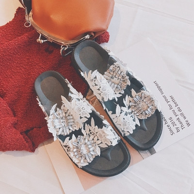 Casual γυναικεία σανδάλια σε μαύρο και άσπρο χρώμα