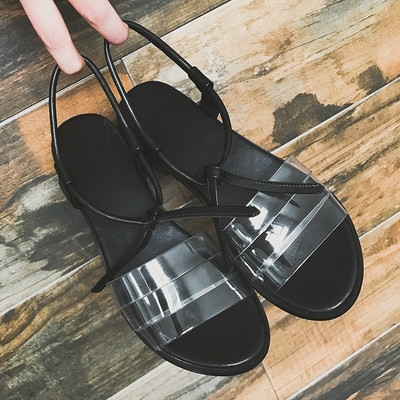 σανδάλια Μαύρο γυναικών με διαφανές λουράκι κατάλληλο για καθημερινή