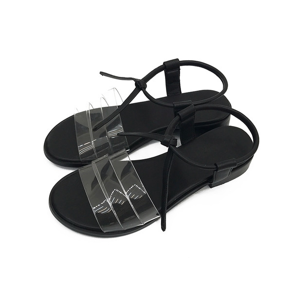 σανδάλια Μαύρο γυναικών με διαφανές λουράκι κατάλληλο για καθημερινή