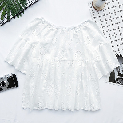 Свободна дамска риза с 3/4 ръкав в бял, кафяв и розов цвят