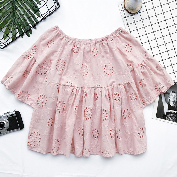 Свободна дамска риза с 3/4 ръкав в бял, кафяв и розов цвят