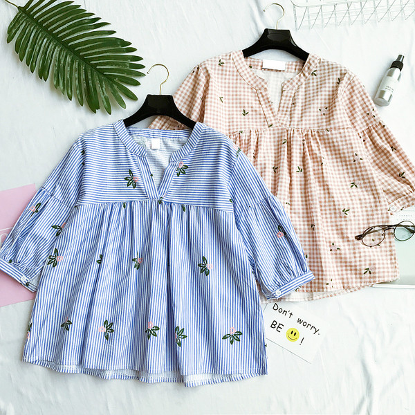 Κυρίες καρό πουκάμισο με 3/4 μανίκι σε τέσσερα χρώματα