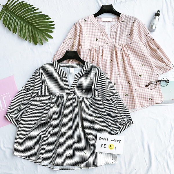 Κυρίες καρό πουκάμισο με 3/4 μανίκι σε τέσσερα χρώματα