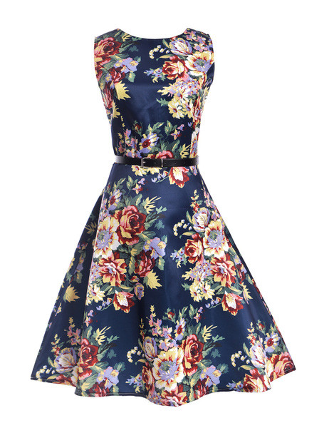 Καθημερινά κυρίες κοντό φόρεμα με μοτίβα λουλουδιών, αμάνικο