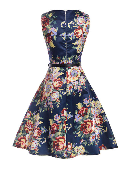 Καθημερινά κυρίες κοντό φόρεμα με μοτίβα λουλουδιών, αμάνικο