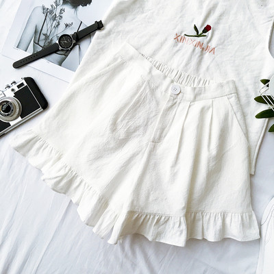 σορτς Ευρεία κυρίες με υψηλή μέση σε μαύρο και άσπρο