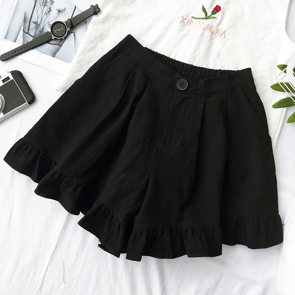 σορτς Ευρεία κυρίες με υψηλή μέση σε μαύρο και άσπρο