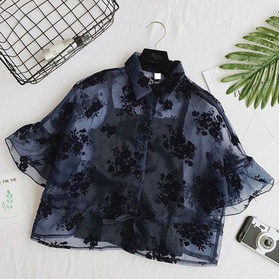 Красива дамска прозрачна риза с бродерия + потник