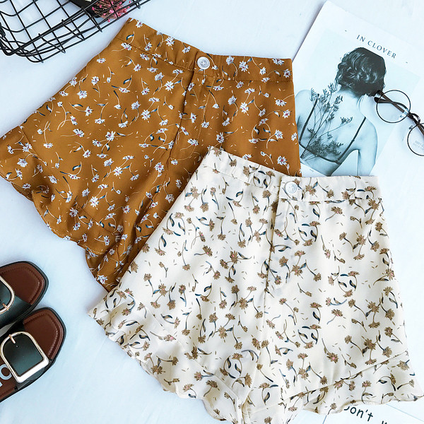 σορτς Wide κυρίες floral μοτίβο