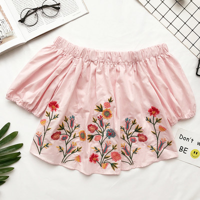 Φρέσκα αμάνικο Κυρίες Μπλούζα με κέντημα σε διάφορα χρώματα